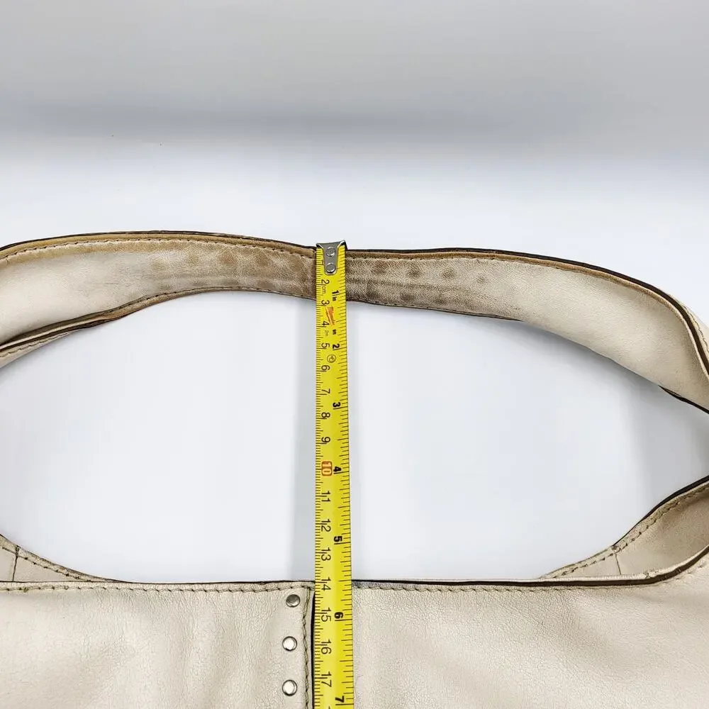 Y2K Michael by Michael Kors Cream Leather Studded Slouch Hobo Shoulder Bag